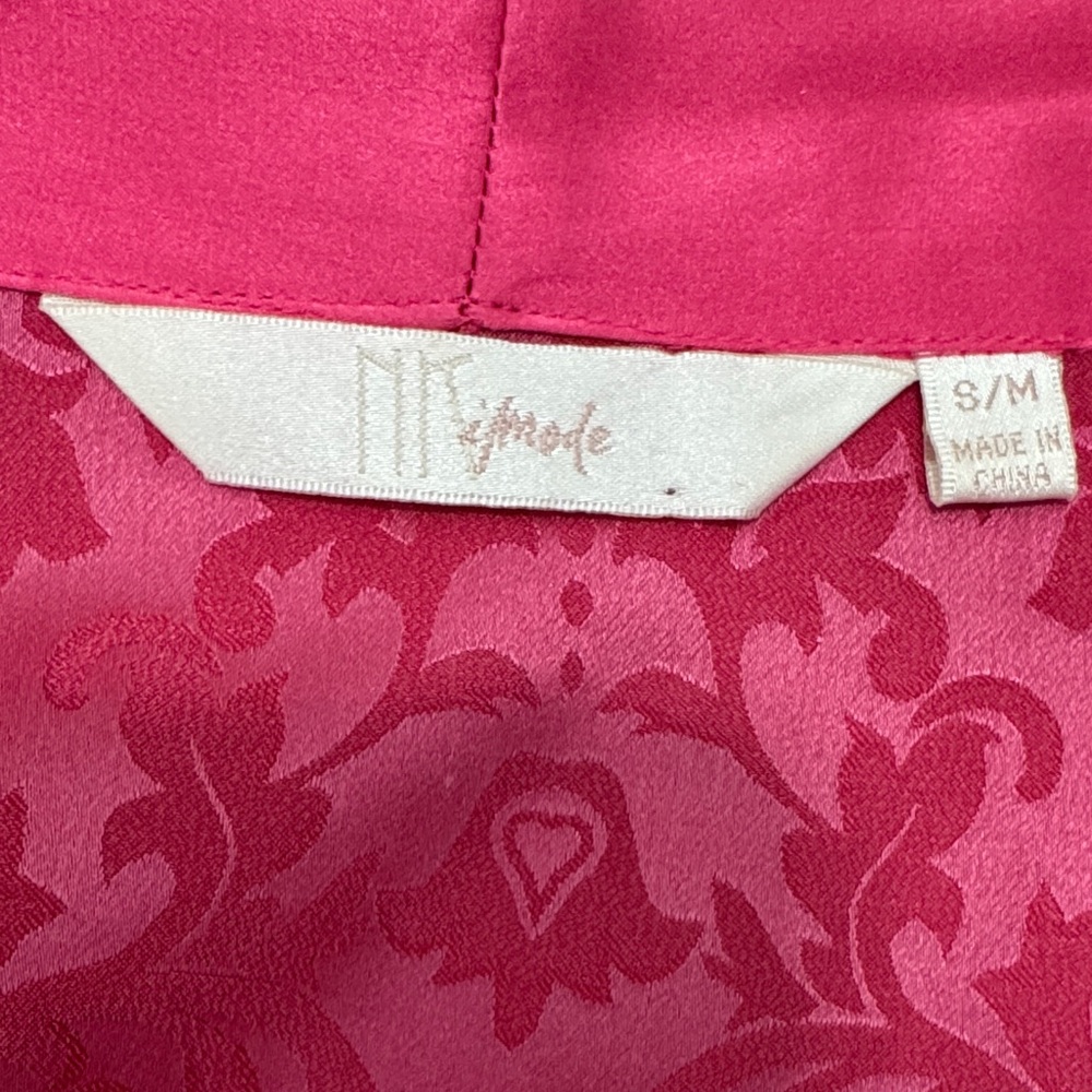 NK Imode Silk Blens Luxury Brand Elegant Pink Satin Robe Sz S/M - Picture 13 of 14